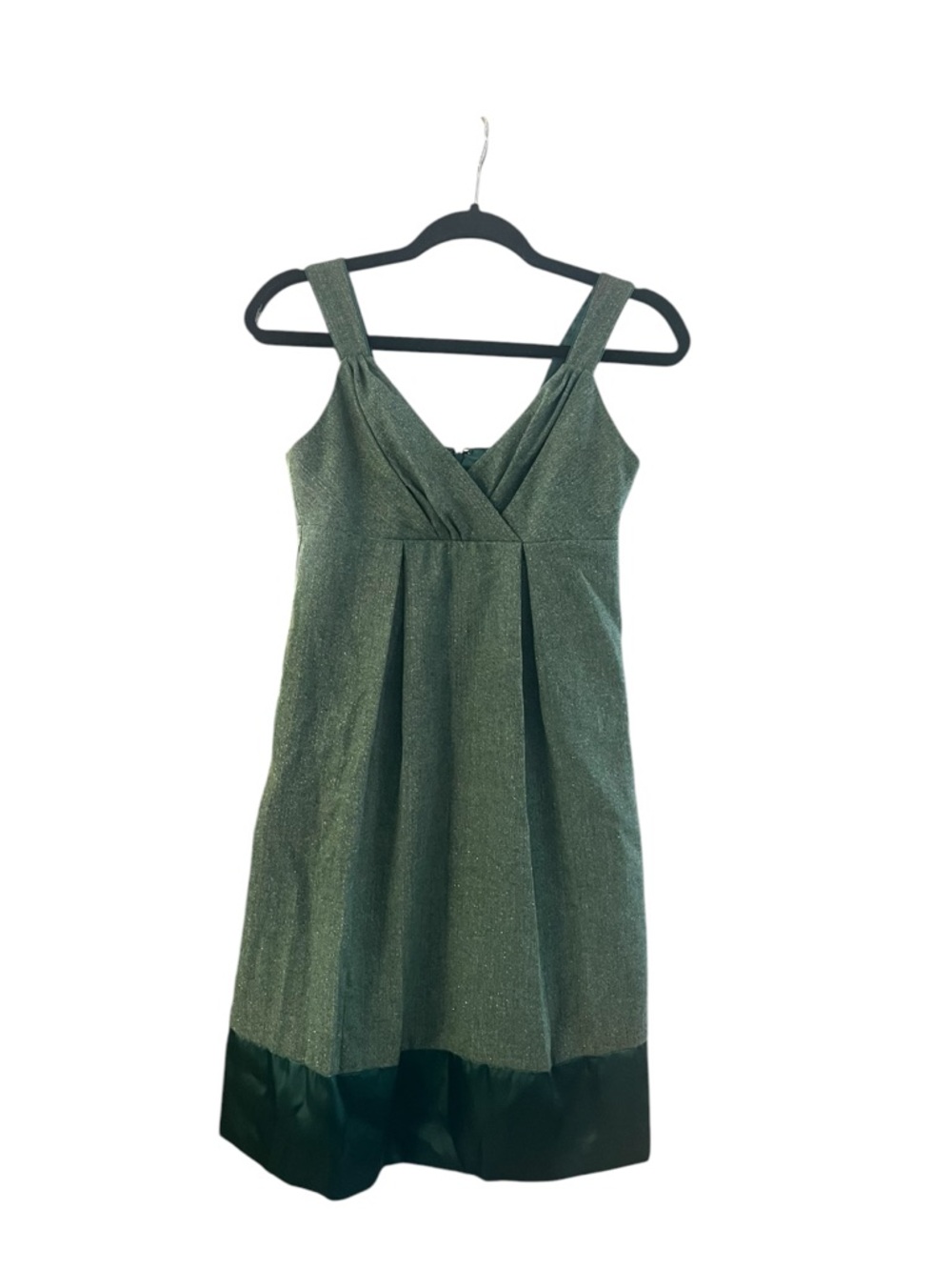 Max & Cleo Shimmer Olive Green V-Neck Midi Dress
